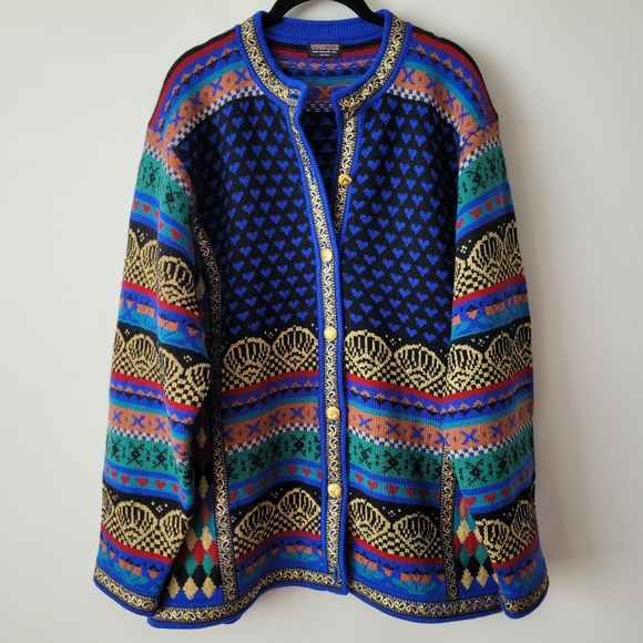 Vrikke of Norway Irene Haugland Zahl Designed Scandinavian Wool Cardigan XL - Picture 2 of 16